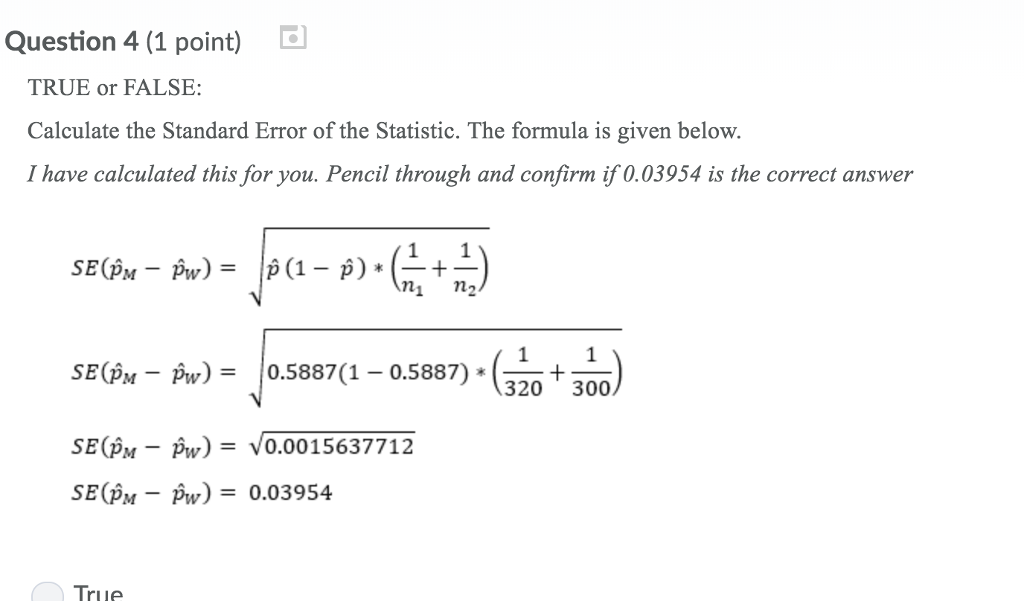 formula to calculate standard error