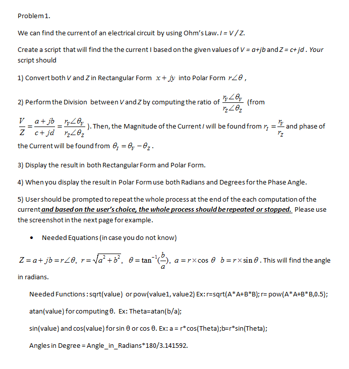 Solved Problem 1 We Can Find The Current Of An Electrical Chegg Com