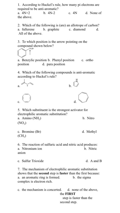 Solved 1 According To Huckel S Rule How Many Pi Electrons Chegg Com