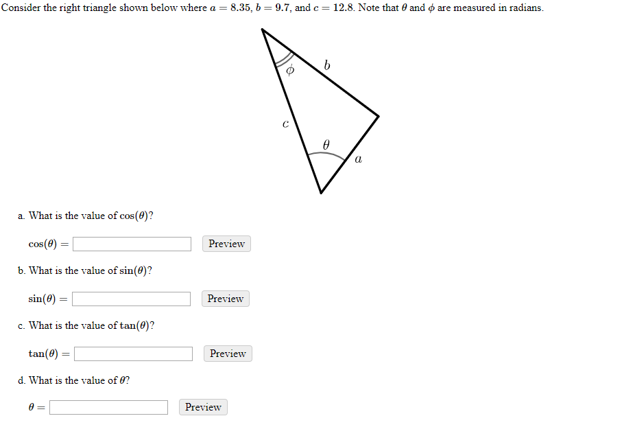 Solved Consider The Right Triangle Shown Below That Has A