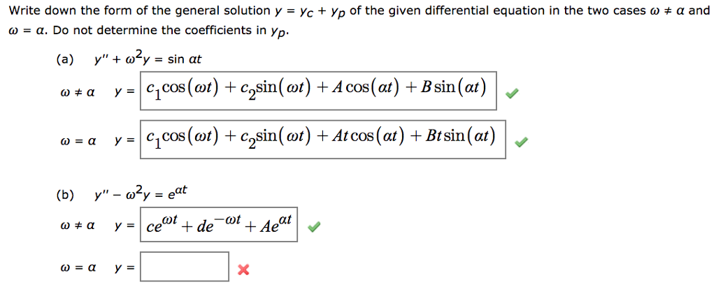 Solved Write Down The Form Of The General Solution Y Yc Chegg Com