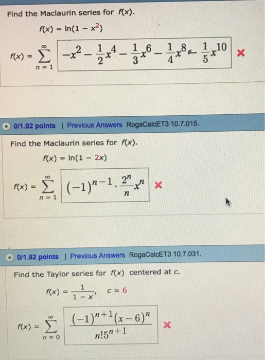 Solved Find The Maclaurin Series For F X F X In 1 Chegg Com