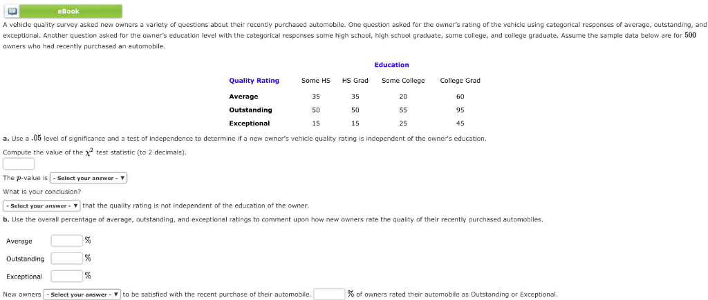 Solved Ebook A Vehicle Quality Survey Asked New Owners Ebook A Vehicle Quality Survey Asked New Owners Variety Of Questions About Their Recently Purchased