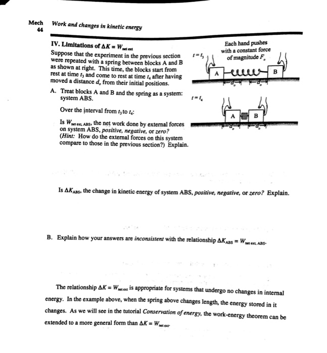 Solved Mech Work And Changes In Kinetic Energy Each Hand Chegg Com