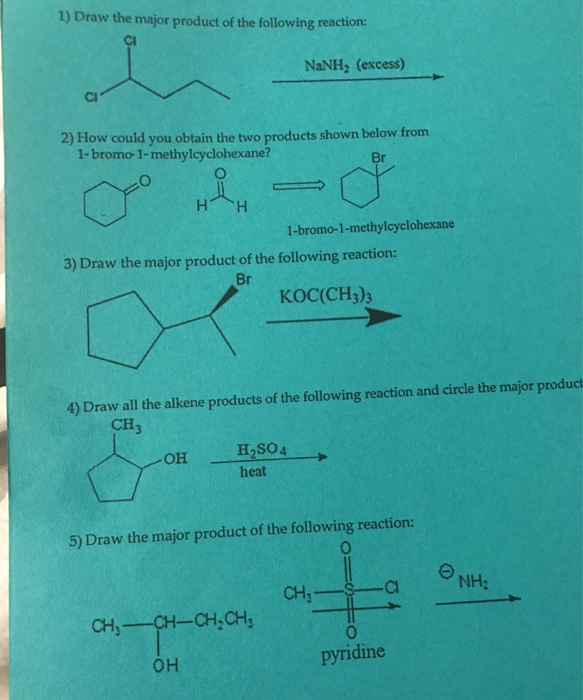 Solved: Draw The Major Product Of The Following Reaction ...