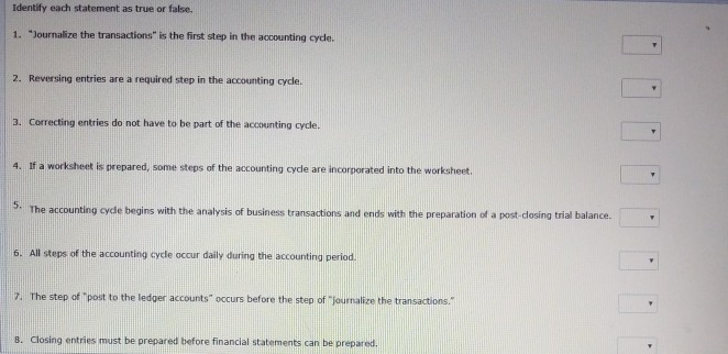 Solved Identify Each Statement As True Or False 1 Journ Chegg Com