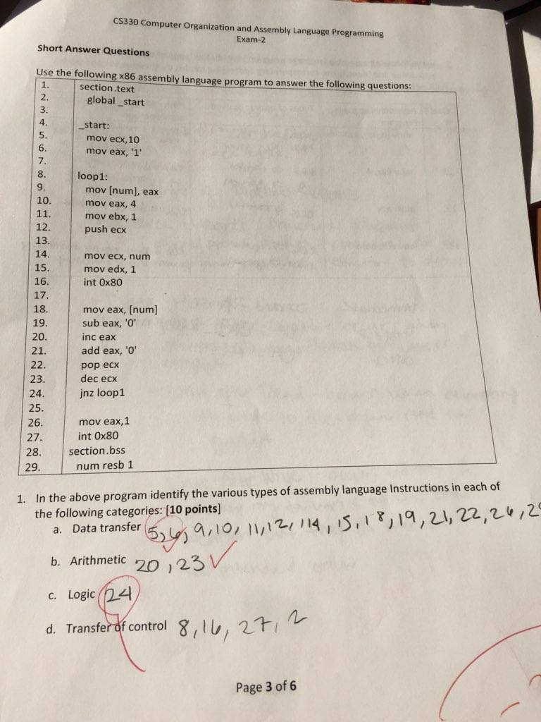 CS330 Computer Assembly Language Organization And ...