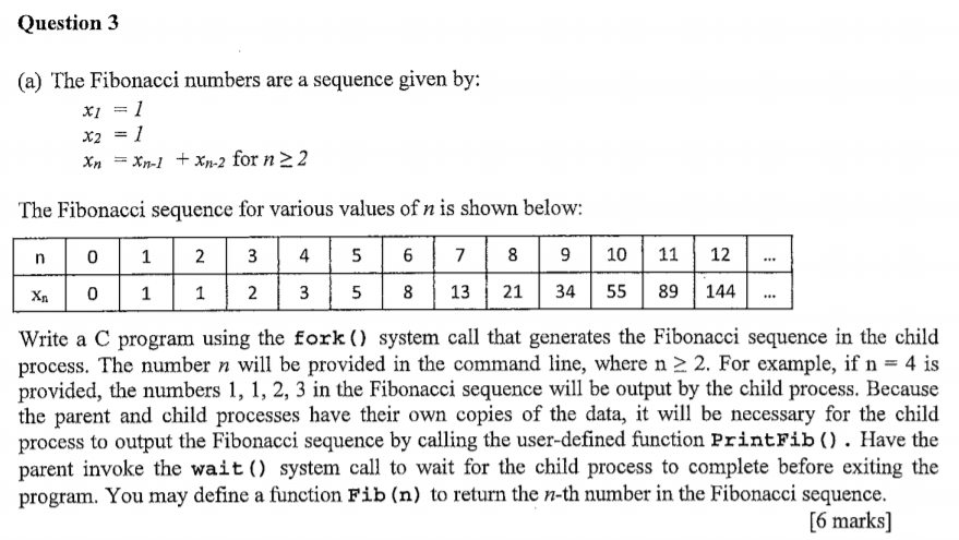 Solved Question 3 Fibonacci Numbers Sequence Given X2 1 x1 2 N22 Fibonacci Sequence Various Q