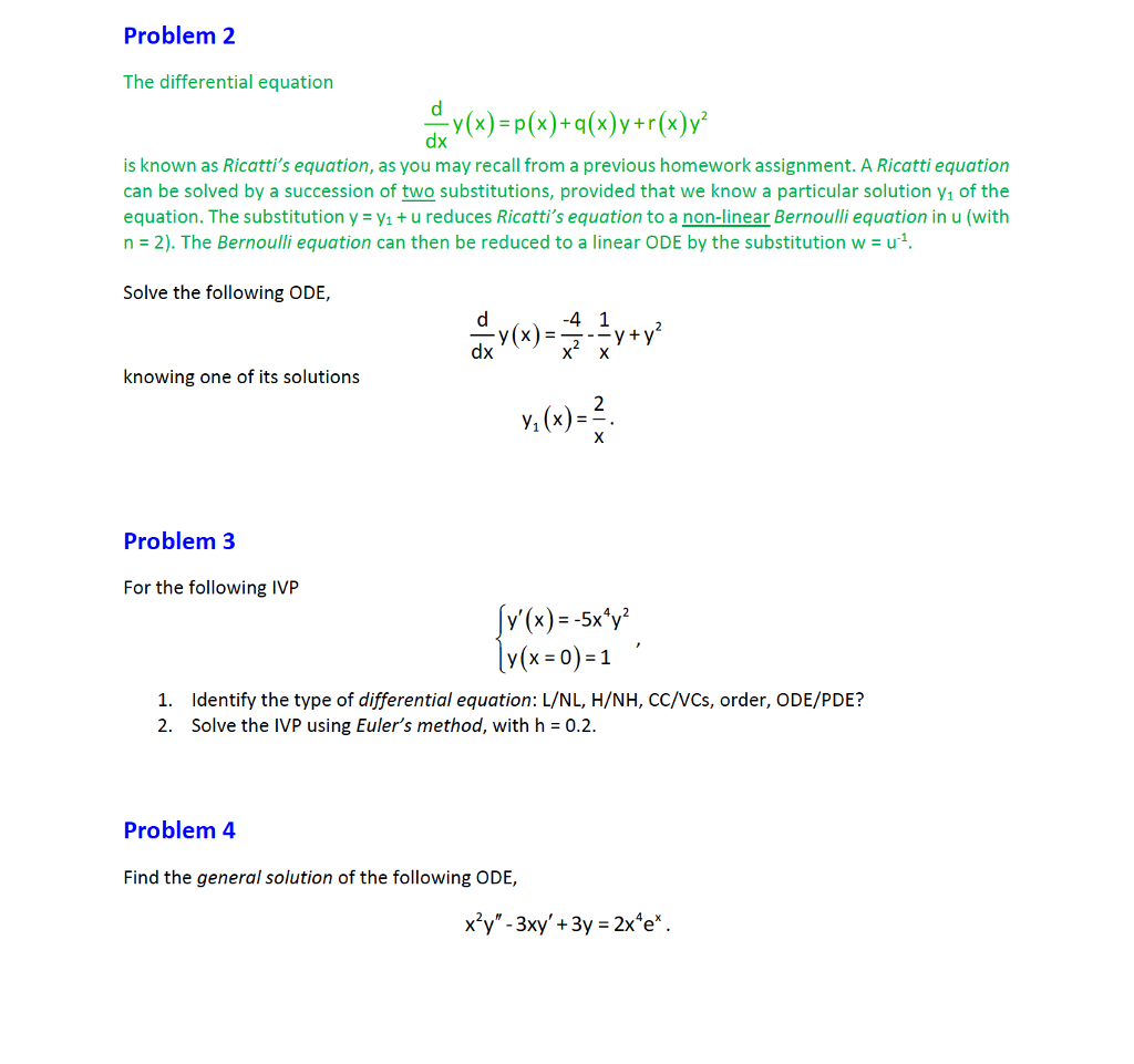 Solved P2 Solve The Following Ode P3 Identify The Type Chegg Com