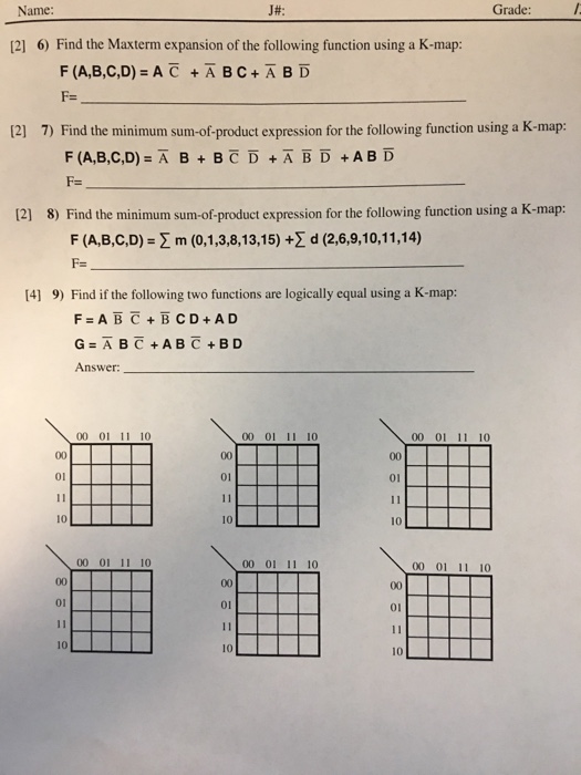 Solved Name J Grade 2 6 Find The Maxterm Expansion Of Chegg Com