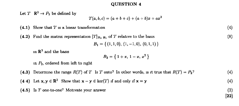 Solved Question 4 Let T R3 P2 Be Defined By T A B C Chegg Com