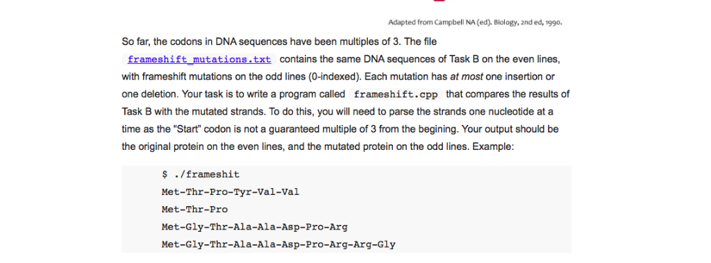 Task D Insertion Deletion And Framshift The Wor - 