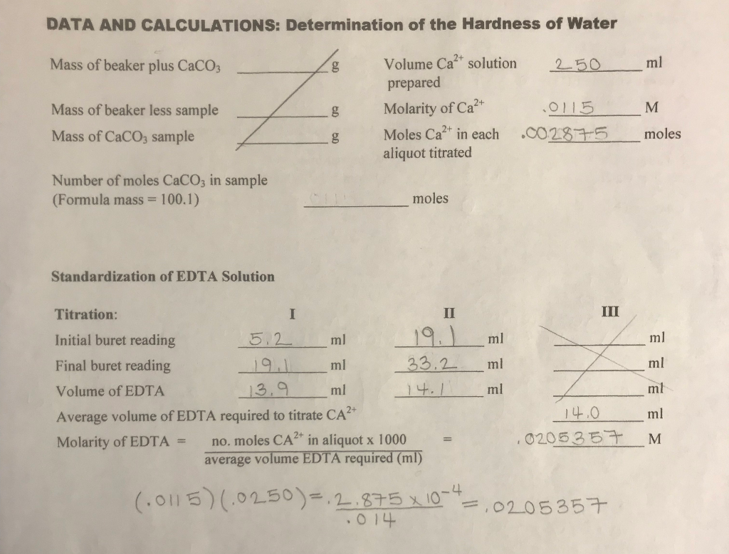 how to calculate ppm of caco3 in water