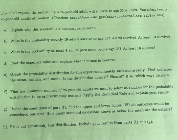 Solved The Cdc Reports The Probability A 25 Year Old Adul Chegg Com