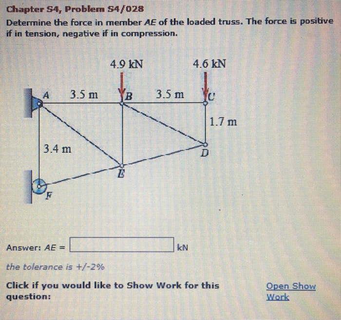 Solved Chapter S4 Problem S4 028 Determine The Force In Chegg Com