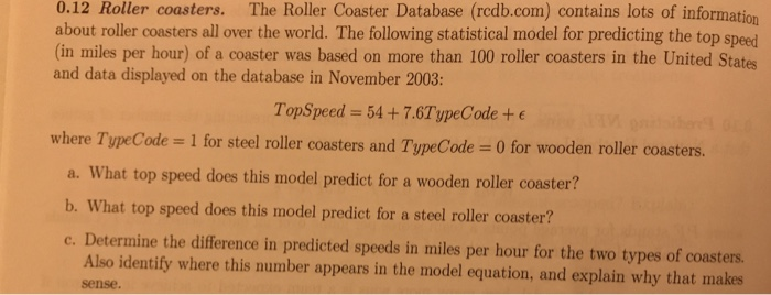 Solved 0.12 Roller coasters. The Roller Coaster Database