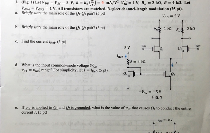 Solved Let V Dd V Ss 5 V K K N W L 4 Ma V 2 V Chegg Com