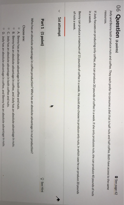 Solved 06 Question (é points) Q See page 42 Jody and Benny