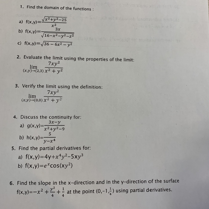 Solved 1 Find The Domain Of The Functions X2ty 25 A Chegg Com