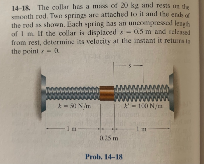 14 18 The Collar Has A Mass Of 20 Kg And Smooth Rod Chegg 