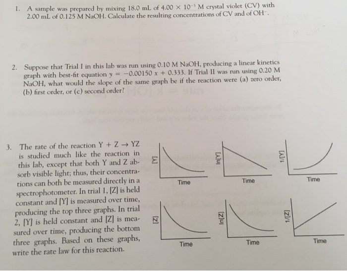 Solved 1 A Sample Was Prepared By Mixing 18 0 Ml Of 4 00 Chegg Com