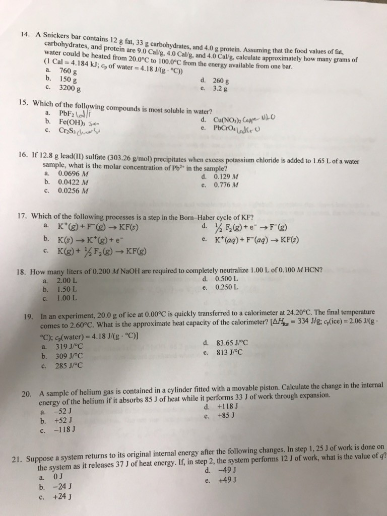 Solved 14 A Snickers Bar Contains 12 G Fat 33 G Carbohy Chegg Com