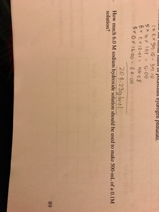 Solved C O Polassiuim Nydrogen Phthalate Kx 3 10 31 10 2