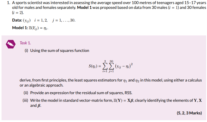 Solved 1 A Sports Scientist Was Interested In Assessing Chegg Com