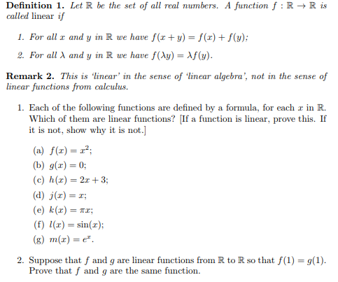 Solved Definition 1 Let R Be The Set Of All Real Numbers Chegg Com