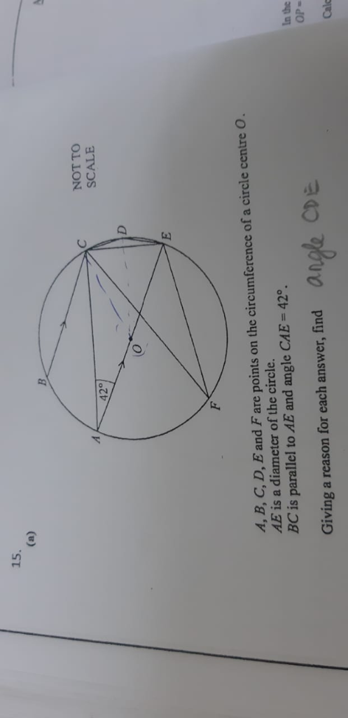 Solved 15 Not To Scale A B C D E And F Are Points On Chegg Com
