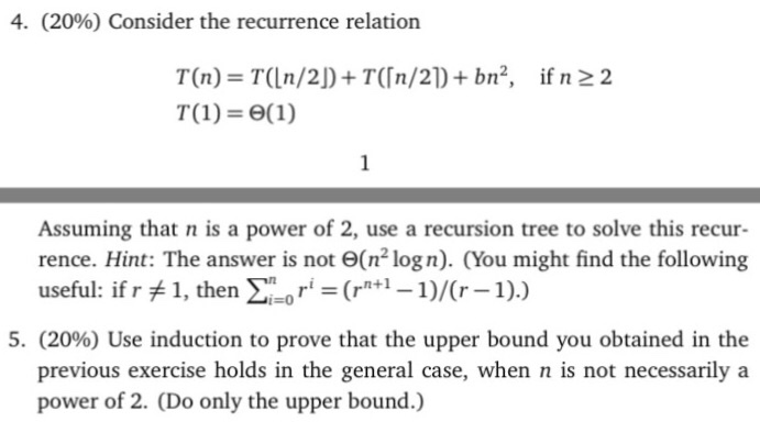 Solved Consider The Recurrence Relation T N T N 2j Chegg Com