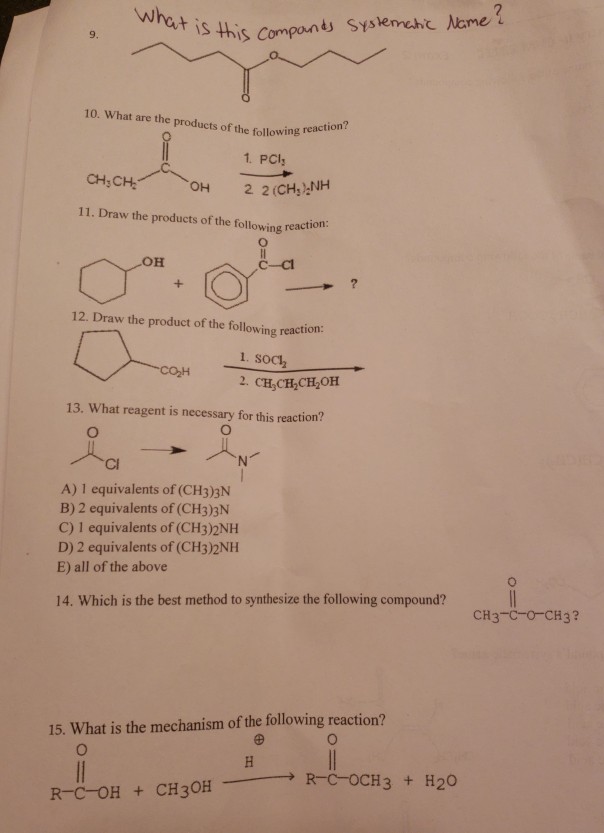 Solved 9 10 What Are The Products Of The Following Rea 1 Chegg Com