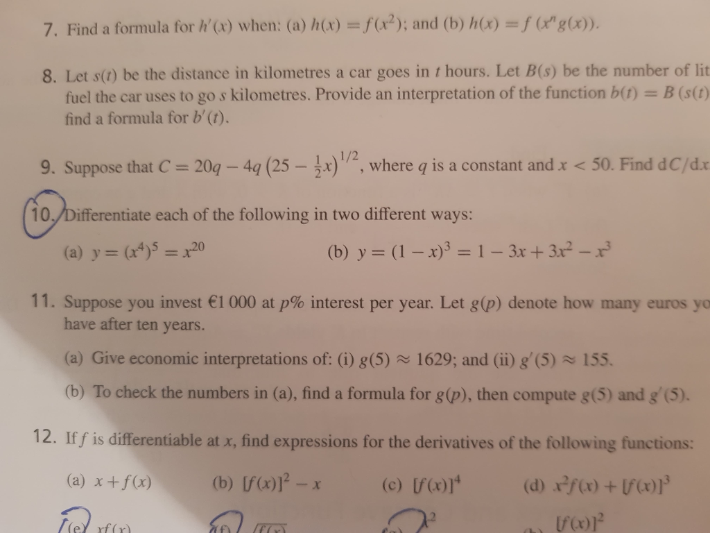 Solved 7 Find A Formula For When A H X F And B Chegg Com