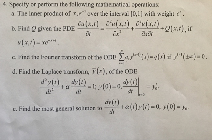 Solved 4 Specify Or Perform The Following Mathematical O Chegg Com