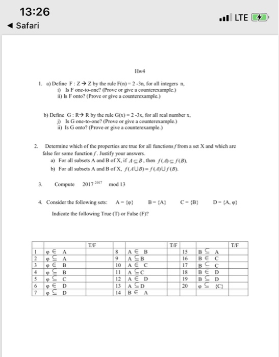 Solved 13 26 Safari Lte Hw4 I A Define F Z Z By The Rul Chegg Com