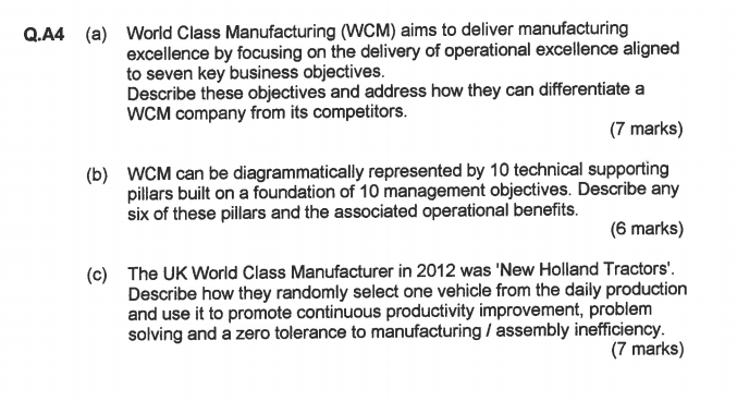 10 Pillars of World Class Manufacturing