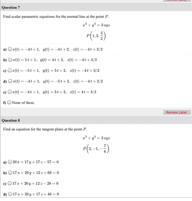 Solved Find Scalar Parametric Equations For The Normal Li Chegg Com