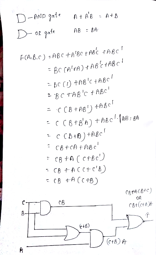 Solved Draw F B C Abc Ab C Abc Using Two Gates Two Gates Q