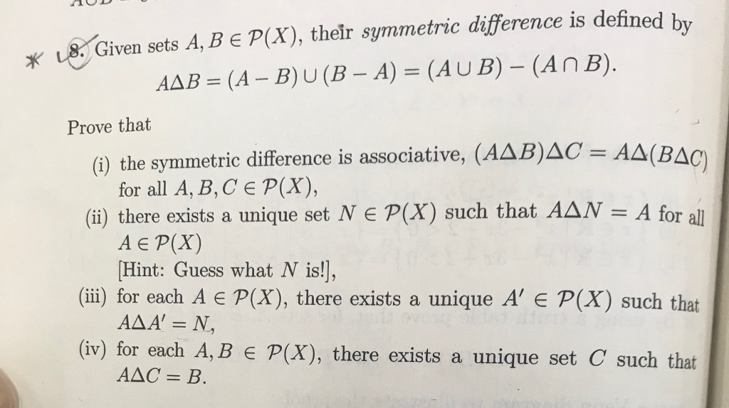 Solved By X Given Sets A Be P X Thelr Symmetric Differe Chegg Com