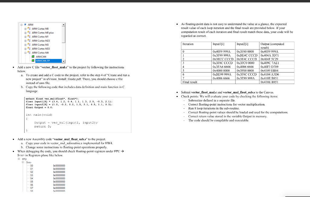 l .As tloating-point data is not casy to understand the valuc at a glance, the expocted ARM result value of each loop iteruti