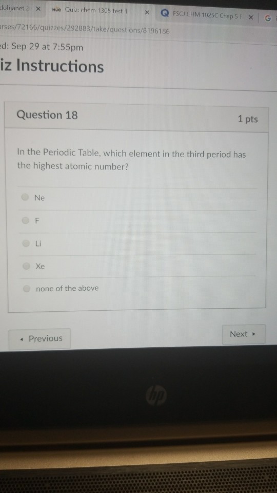 Chap Q Solved: CHM Chem Quiz: Mie 1 Test × ... 1025C FSCJ 1305