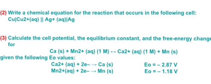 Solved: Write A Chemical Equation For The Reaction That Oc ...