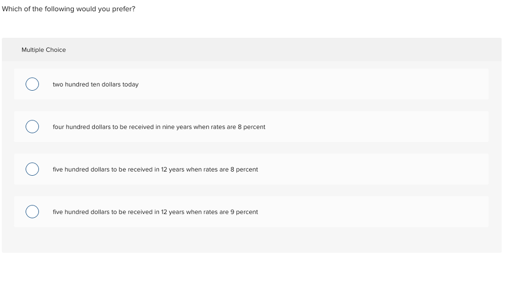 Solved Which Of The Following Would You Prefer Multiple Chegg Com Solved Which Of The Following Would You Prefer Multiple Chegg Com