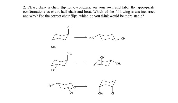 Solved 2 Please Draw A Chair Flip For Cycohexane On Your