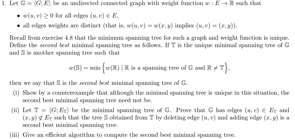 I Let G G E Be An Undirected Connected Graph Chegg Com