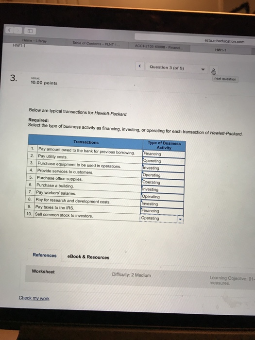 Solved Below Are Typical Transactions For HewlettPackard...