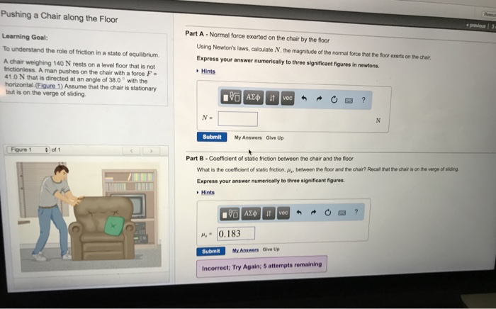 Solved Pushing A Chair Along The Floor Learning Goal To