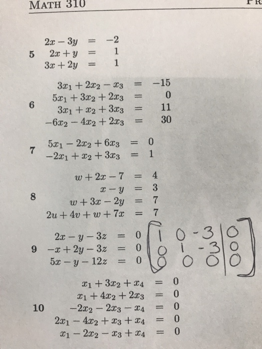 Math 310 2x 3y 2 52x Y 3x 2y 3x1 2x2 T3 5x1 Chegg Com