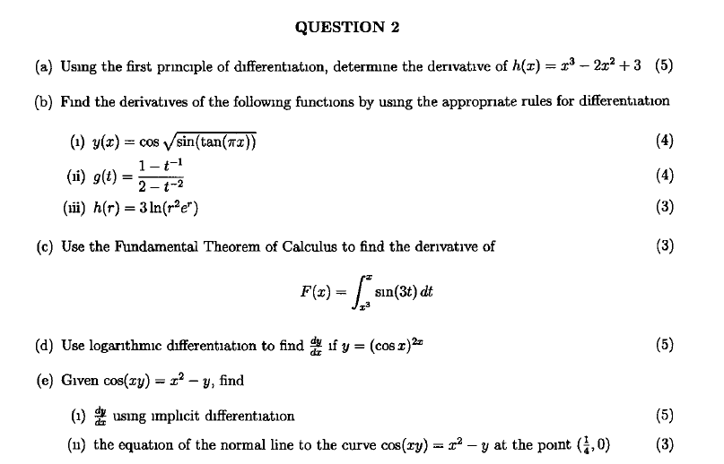 Solved Question 2 A Using The First Principle Of Differ Chegg Com