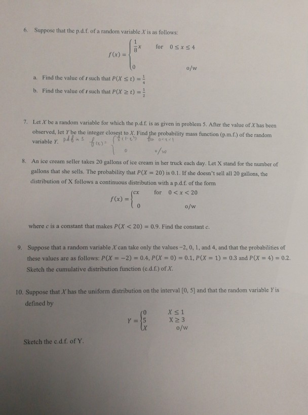 Solved 6 Suppose That The P D F Of A Random Variable X Chegg Com